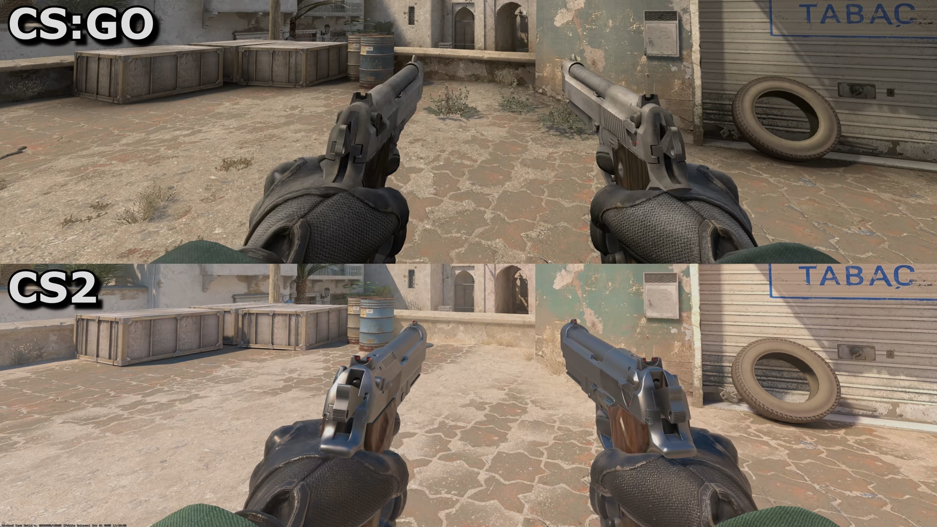 Сравнение внешнего вида пистолетов в CS:GO и CS2